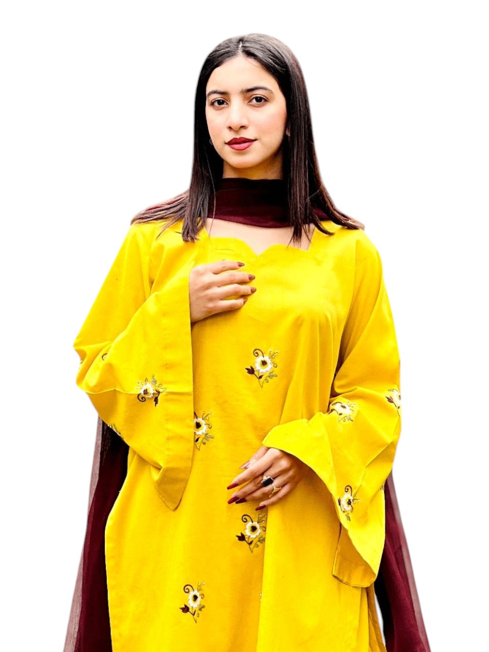 Lemon Glow – Hand-Embroidered Lawn Ensemble-2