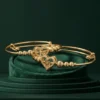 Gold Heart Bell Bangles for Women with Hanging Bell Charms