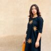 Black Hand-Embroidered Three-Piece Dress – Simple & Elegant