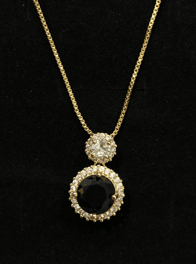 Nakhry_Pendants_The Selena Pendant – A Black Color Rounded with White Beads Design_