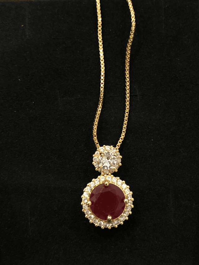 Nakhry_Pendants_The Selena Pendant – A Maroon_Color Rounded with White Beads Design