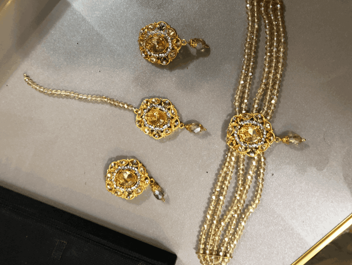 nakhry-chokar-necklace-turkish shampagne color 4 piece.